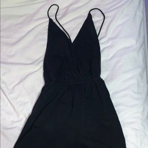 black open back romper